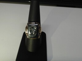 10K YG Mens Ring w/ Gray Stone ( Soldier Imprint on the gray stone) 
