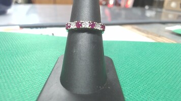 10K YG Ruby and Diamond Ring, Sz 7