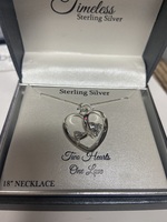 NIB! Sterling Silver Heart Necklace with CZ Diamonds 