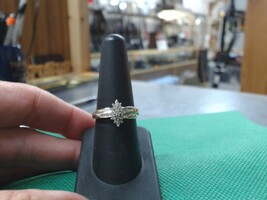 10K YG Diamond Cluster Ring, Size 7 1/2