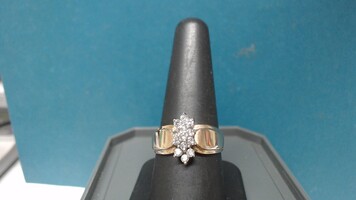14K YG Diamond Cluster Ring, Size 8 1/2