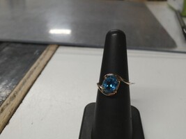 10YG Blue Stone Ring, Sz. 6 1/2 