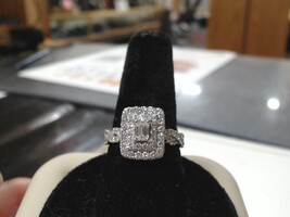 10K WG Ring 1.3 CTTW Emerald Cut Center Stone Size 7