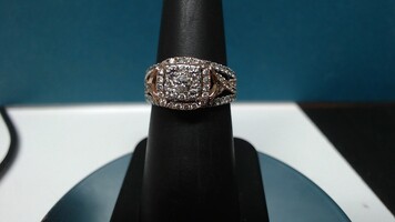 10k Cluster Ring w/ Rose Gold, Size 6 