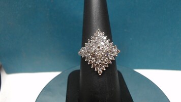 14K Diamond Cluster Ring, Size 7