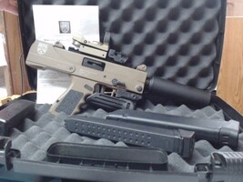 Masterpiece Arms Model Defender Semi-auto 9mm 3 mags, with fake suppressor