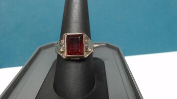 14K YG Mens Ruby Ring Sz 81/2